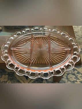 ANCHOR HOCKING Vintage 1930’s Old Colony Pink 5 Part Relish Dish